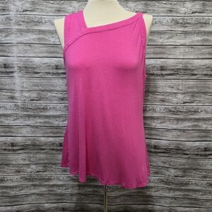 Cato pink sleeveless asymmetrical neckline top